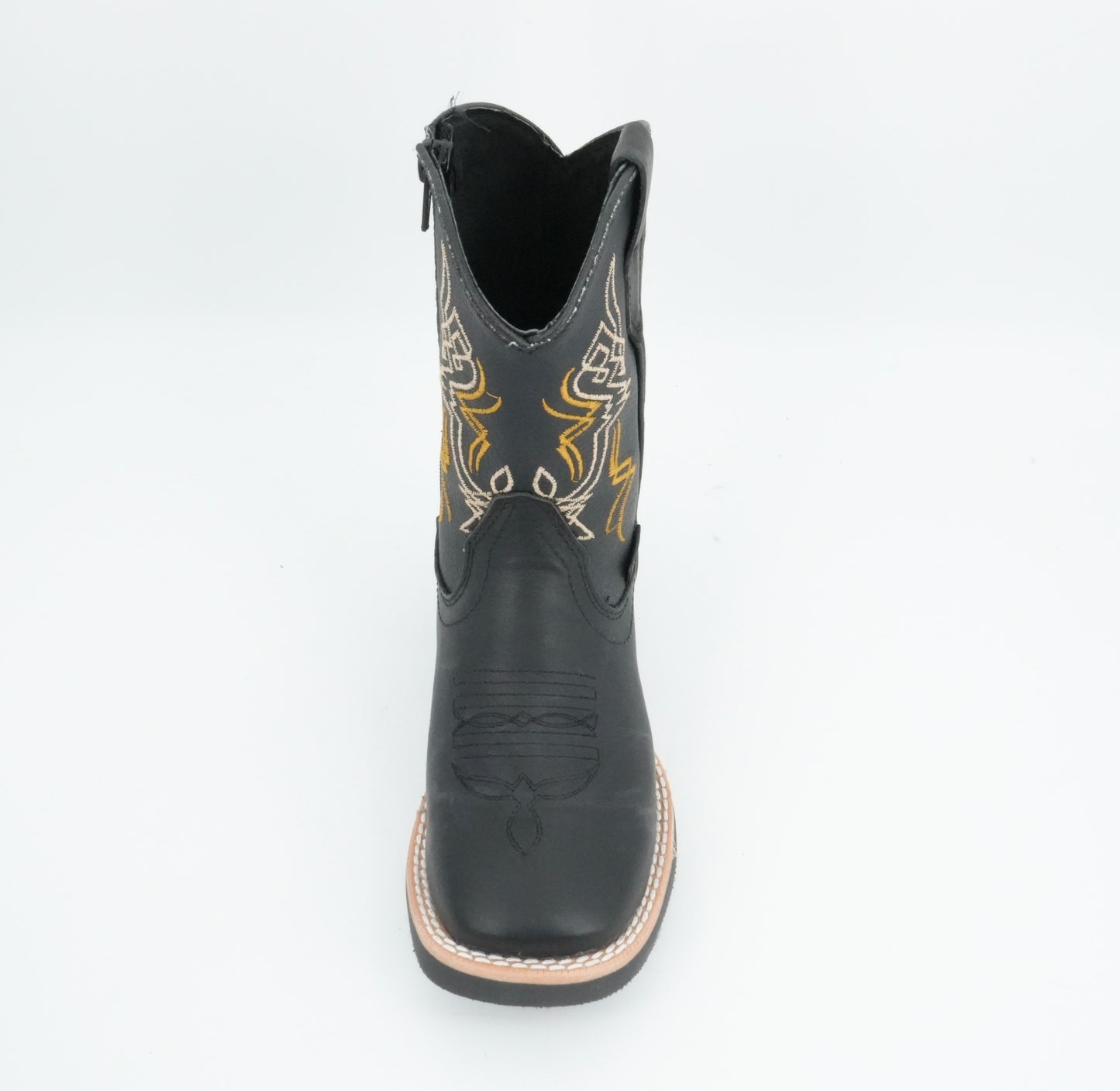 A&A Kid's Black Gold Crazy Stitched Boot