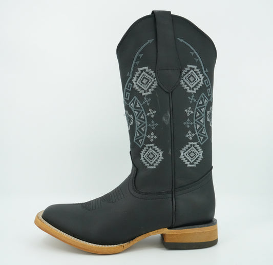 Potrero Boots Women's Crazy Black Wide Square Toe Boot