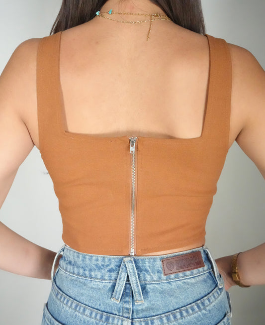 Rock&Roll Denim Women's Brown Floral Tank Top - Brown