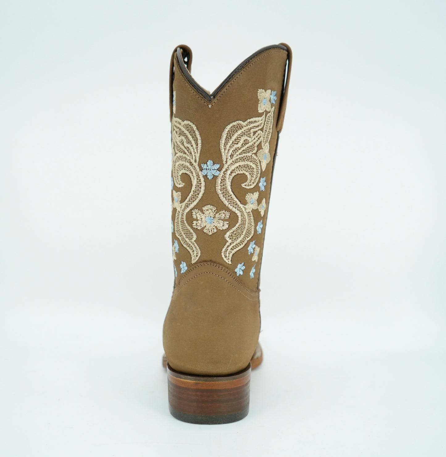 Calzatti Women's Avellana Blue Nobuck Wide Square Toe Boot