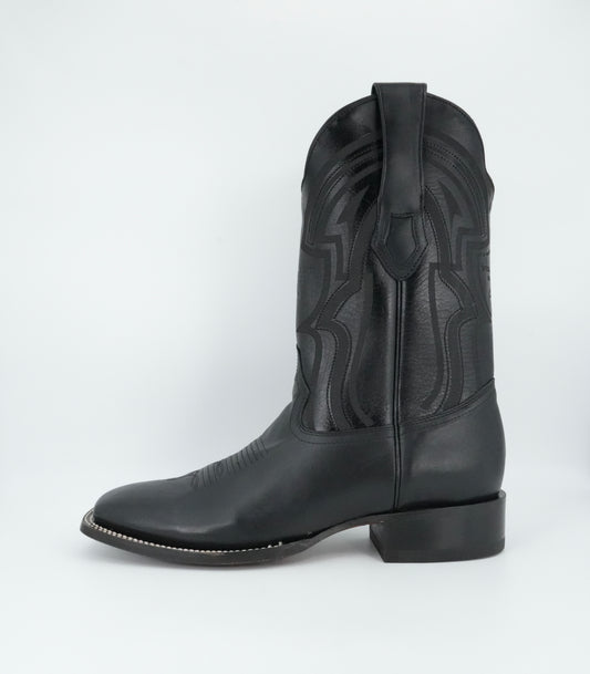 Wild West Men's Belmont Laser Black Wide Square Toe Boot