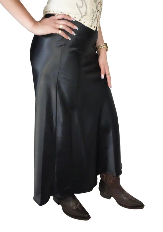 Ijoah Women’s Polyester Maxi Skirt - Black