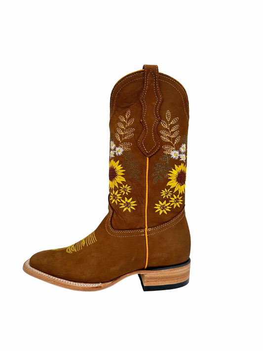 White Diamond Women's Honey Sunflower Square Toe Leather Boot