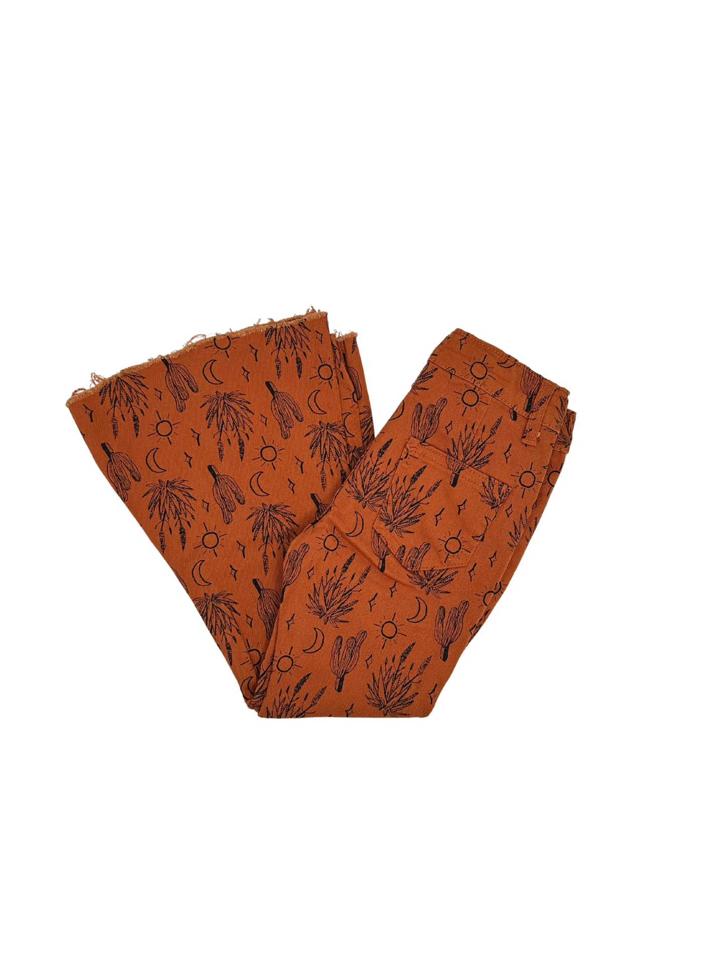 Girl's Rust Desert Sun Design Flare Jeans