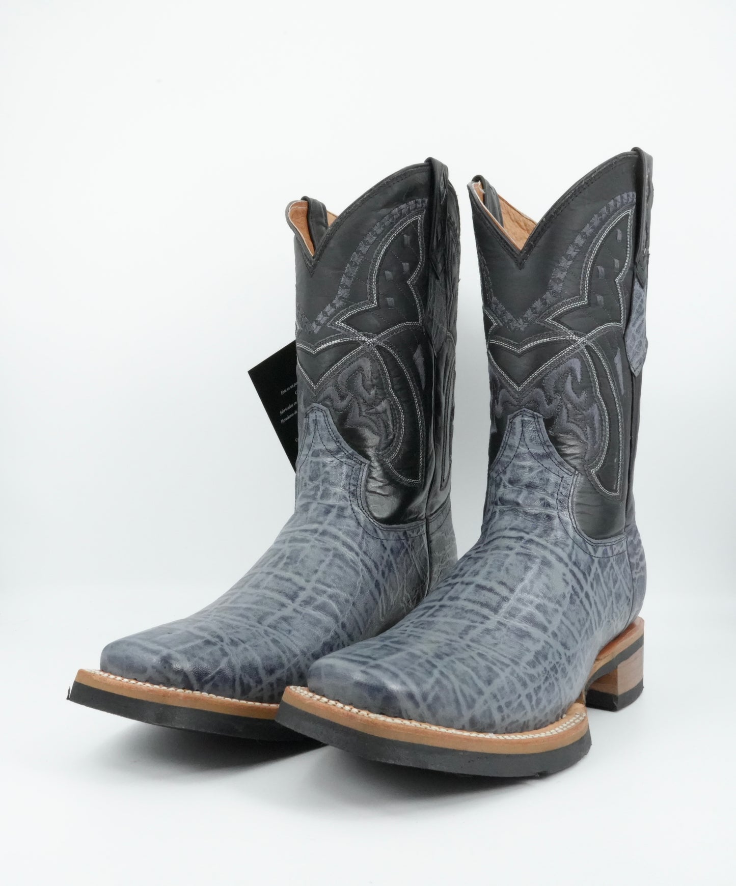 Centenario Men's Elephant Print Blue-Gray Square Toe Boot