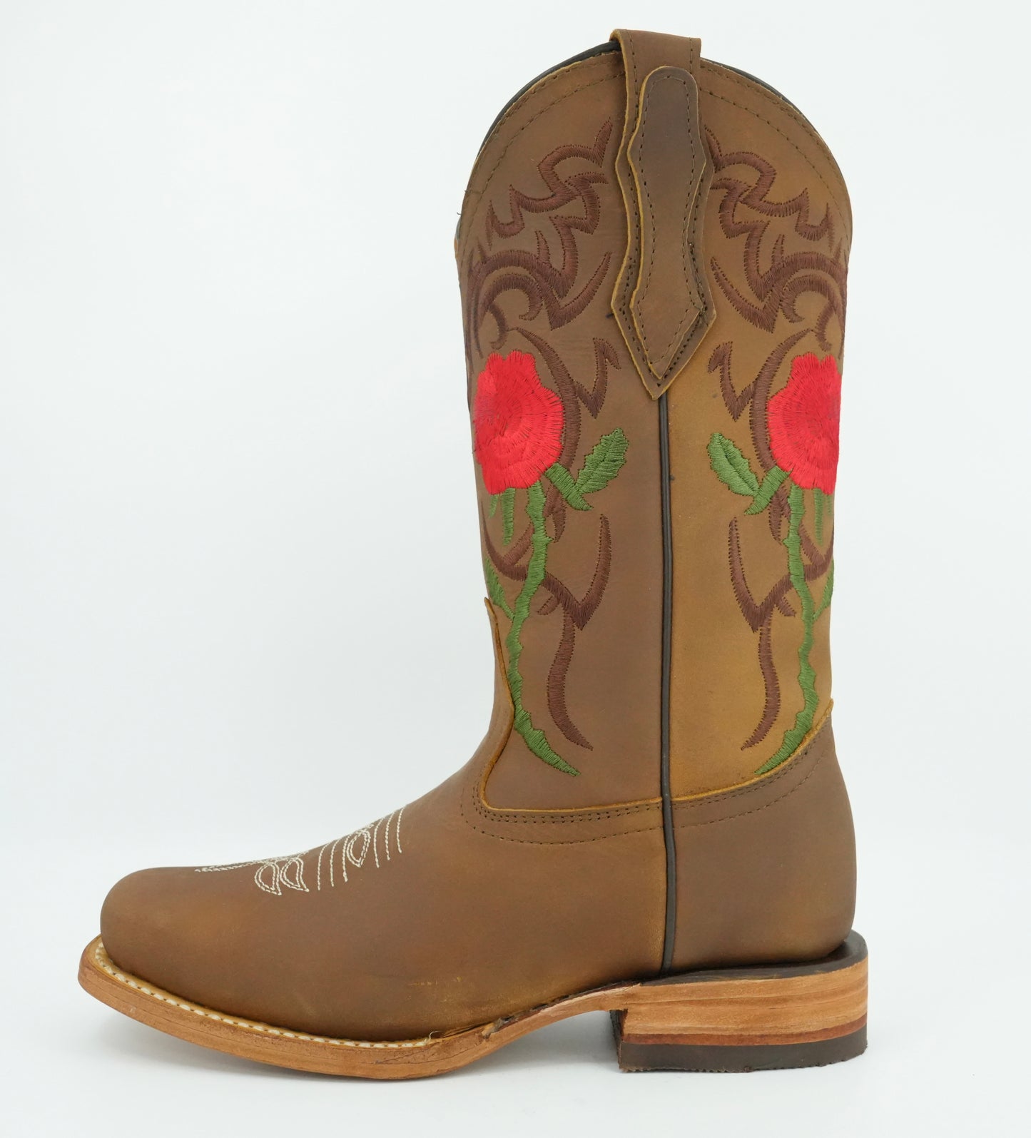 La Sierra Women's Tang Embroidered Roses Square Toe Boot