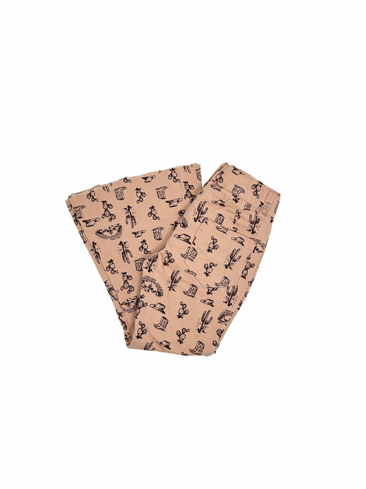 Girl's Pink Desert Cowboy Design Flare Jeans
