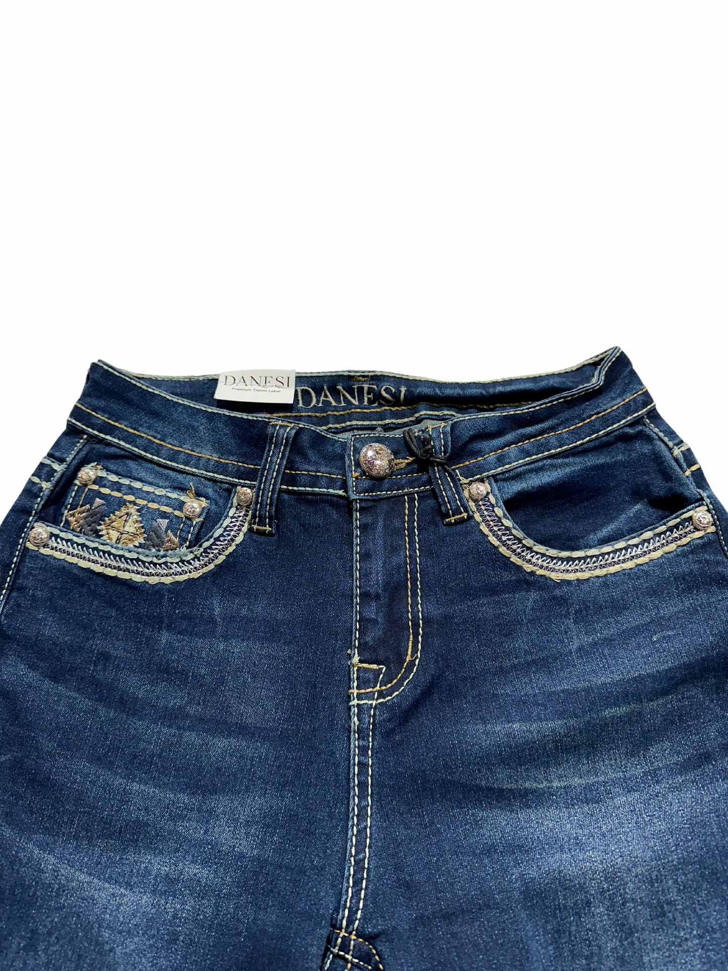 Danesi Blue Bling Gold Pocket Bootcut Jean
