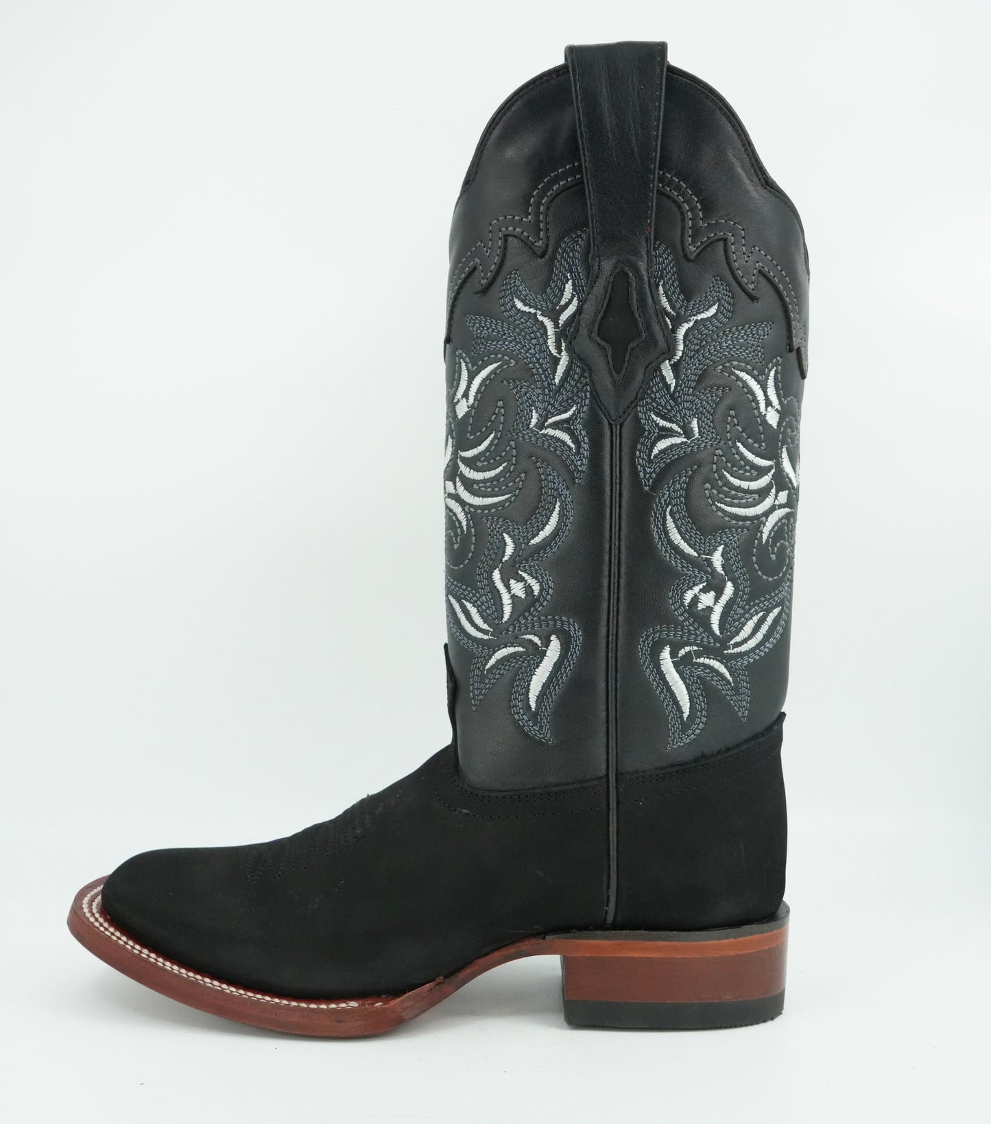 Los Altos Women's Nobuck Black Wide Square Toe Boot
