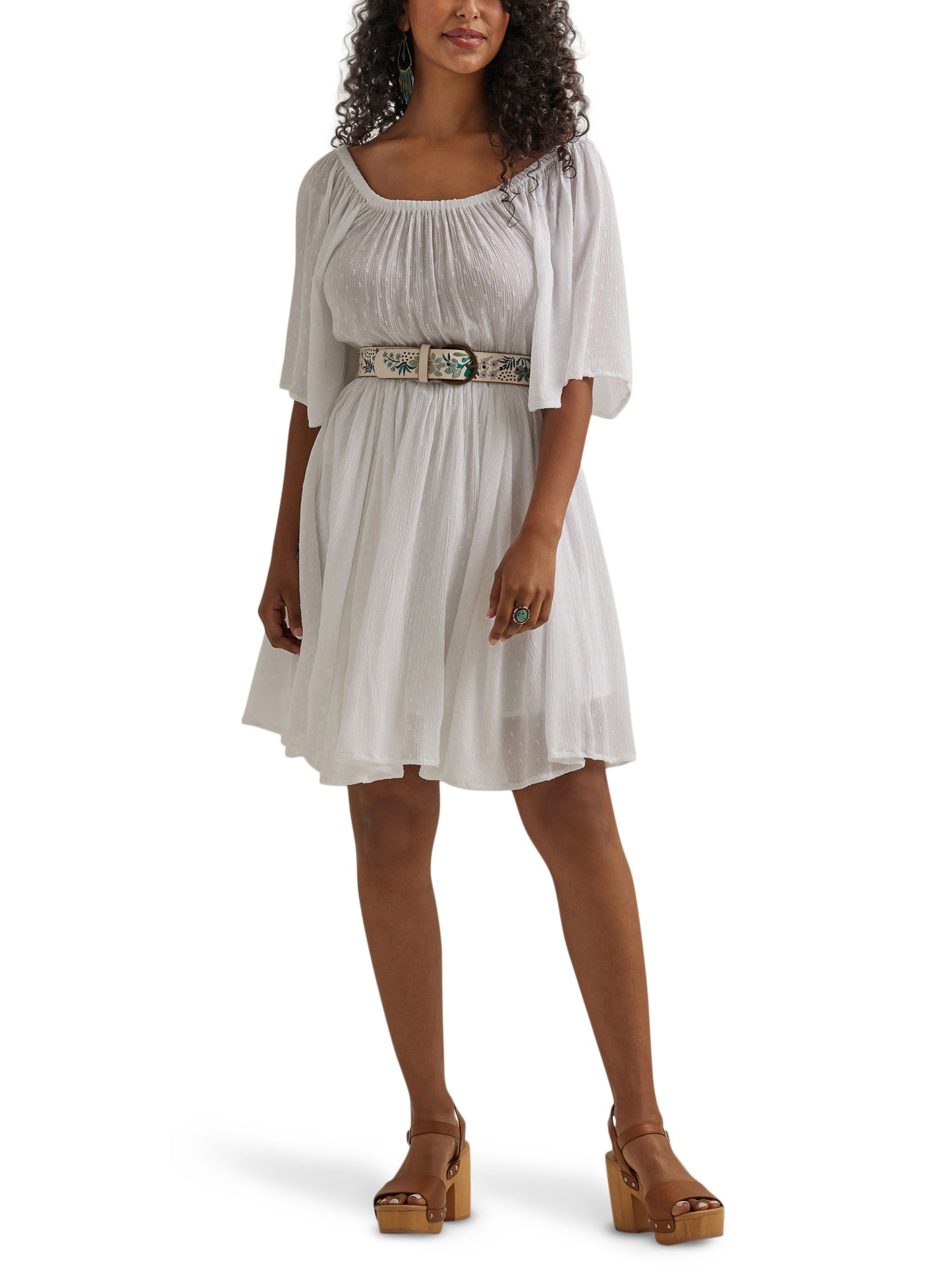 Wrangler Retro Dotted Flutter White Dress