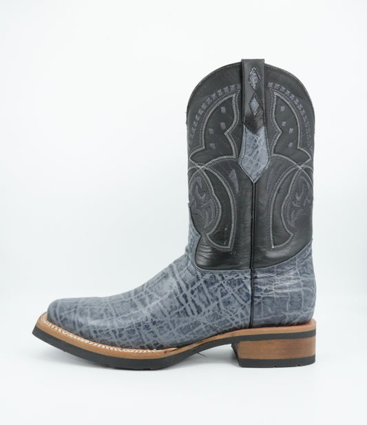 Centenario Men's Elephant Print Blue-Gray Square Toe Boot