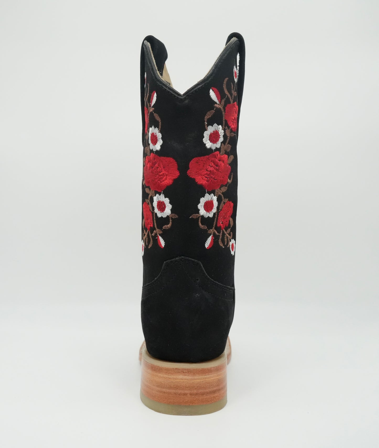 Stephy Women's Nobuck Black Floral Square Toe Boot