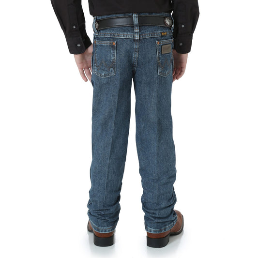 Vaqueros Wrangler Cowboy con corte original y desgastados sutiles para niño (4-7)