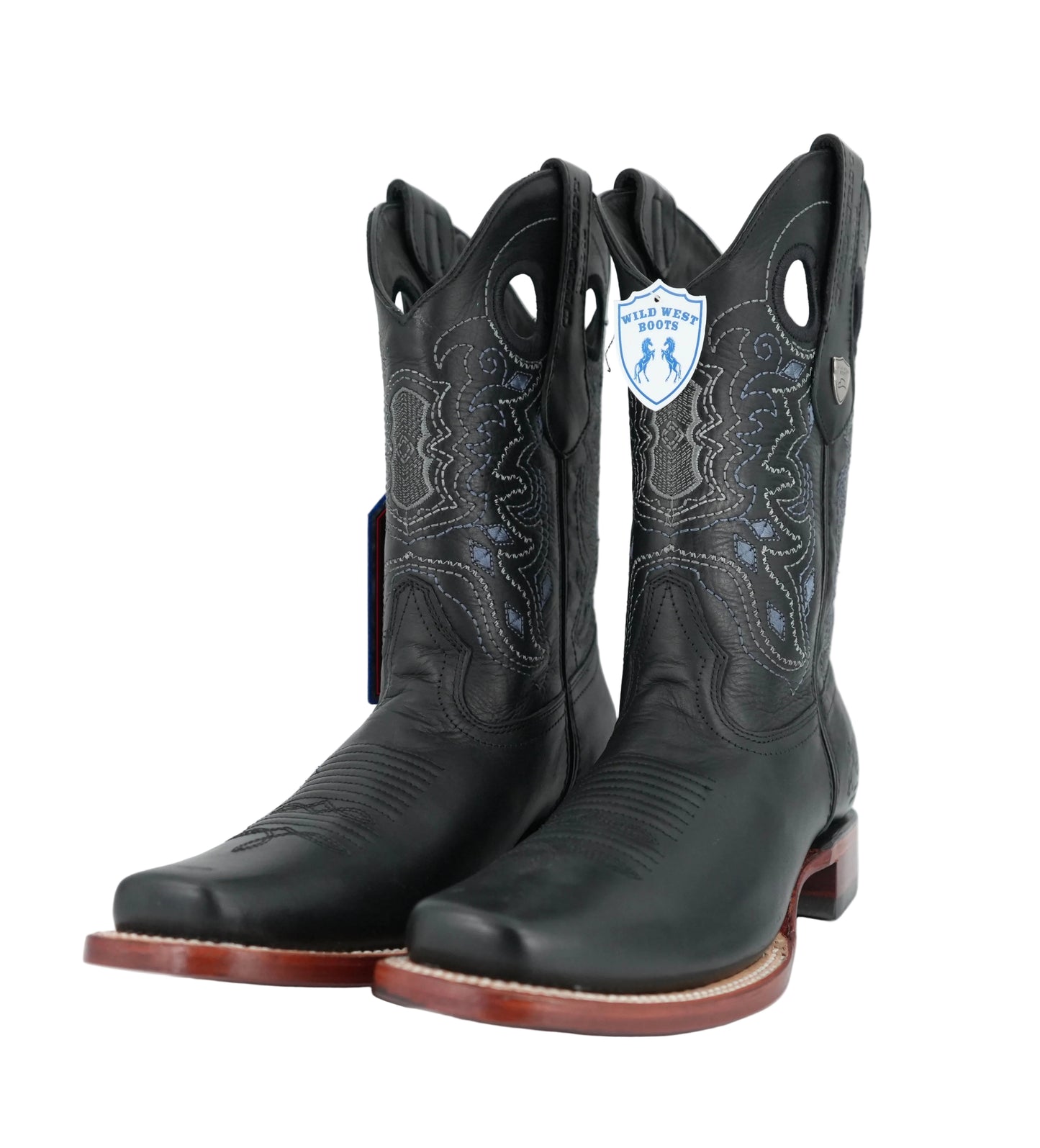 Wild West Men's Grasso Black Square Toe Leather Boot