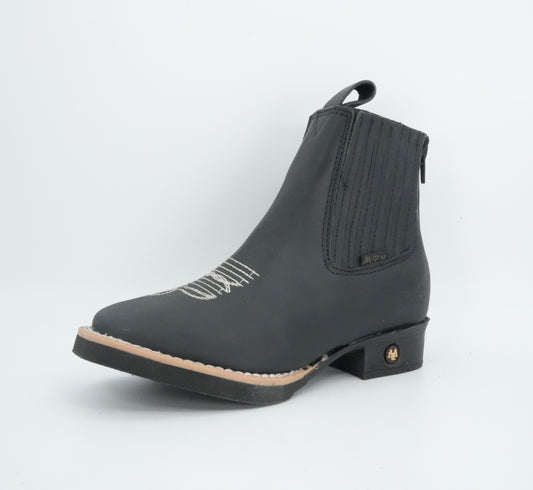 A&A Kid's Grasso Leather Black Short Boot