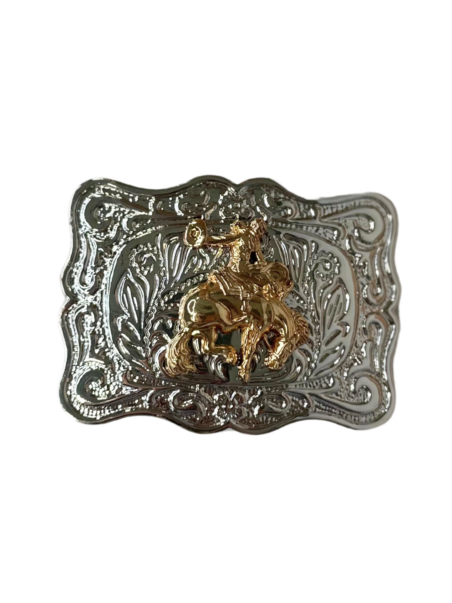 Bull Rider Buckle - Silver/Gold