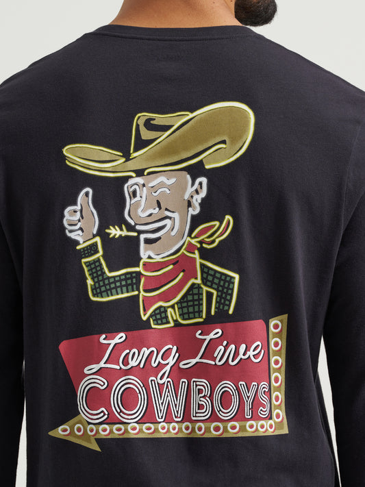 Camisa de manga larga jaspeada en verde bosque con logo gráfico de Wrangler