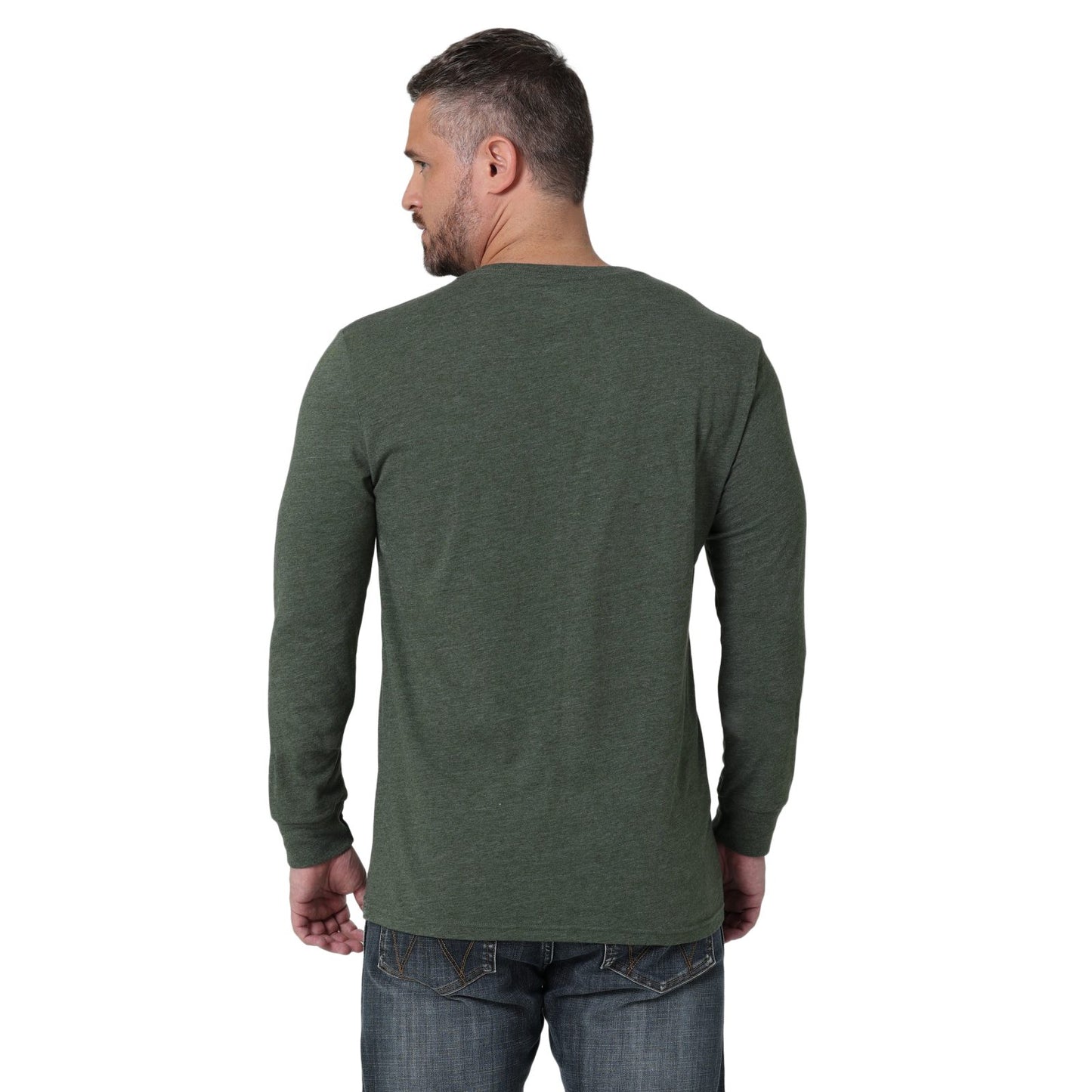 Wrangler Graphic Logo Green Forest Heather Long Sleeve Shirt
