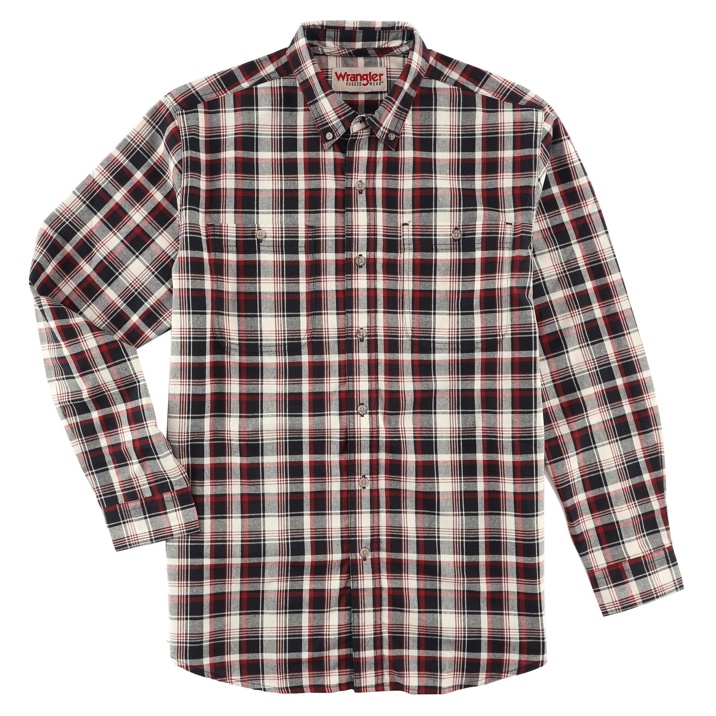 Wrangler Rugged Wear Plaid Long Sleeve Button Down Shirt