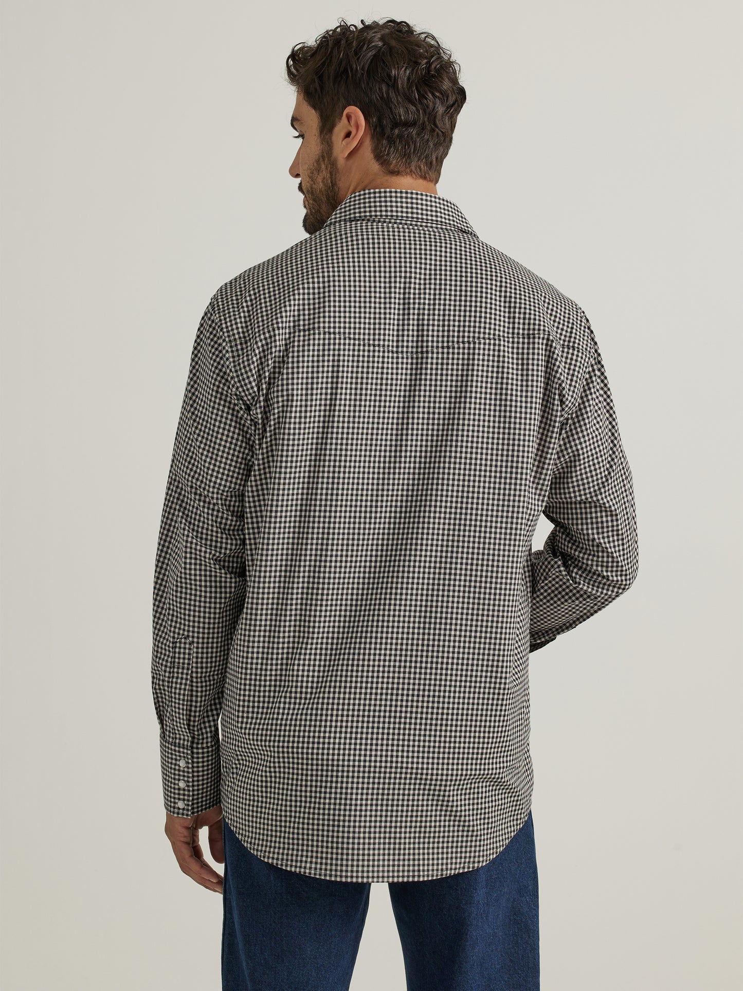 Wrangler Black Check Western Long Sleeve Snap Shirt