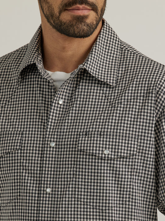 Wrangler Black Check Western Long Sleeve Snap Shirt