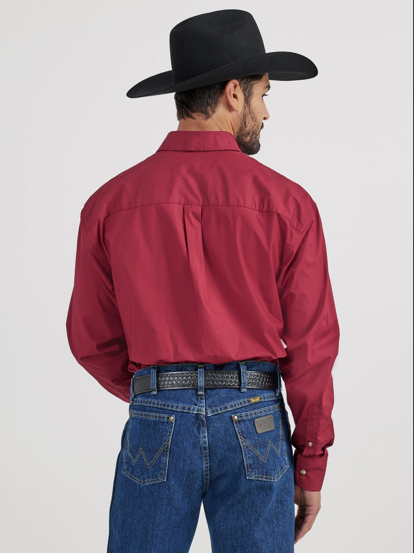 Wrangler Men's George Strait Burgundy Long Sleeve Button Down Shirt