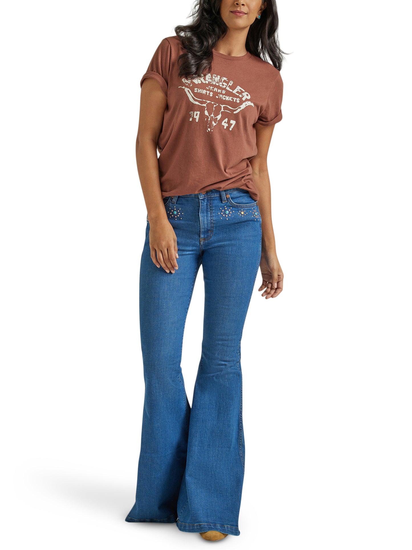 Wrangler Western Steerhead Brown Graphic T-Shirt