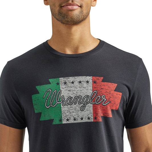 Wrangler Mexico Flag Logo Black Graphic T-Shirt
