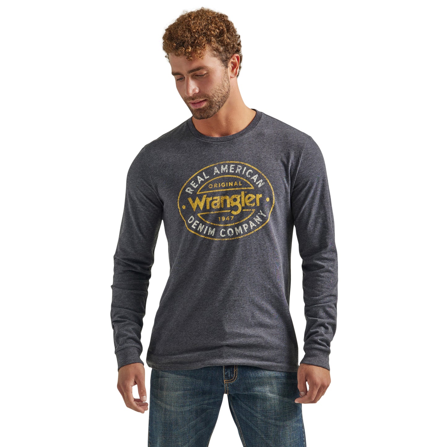 Wrangler Front Logo Charcoal Long Sleeve Shirt