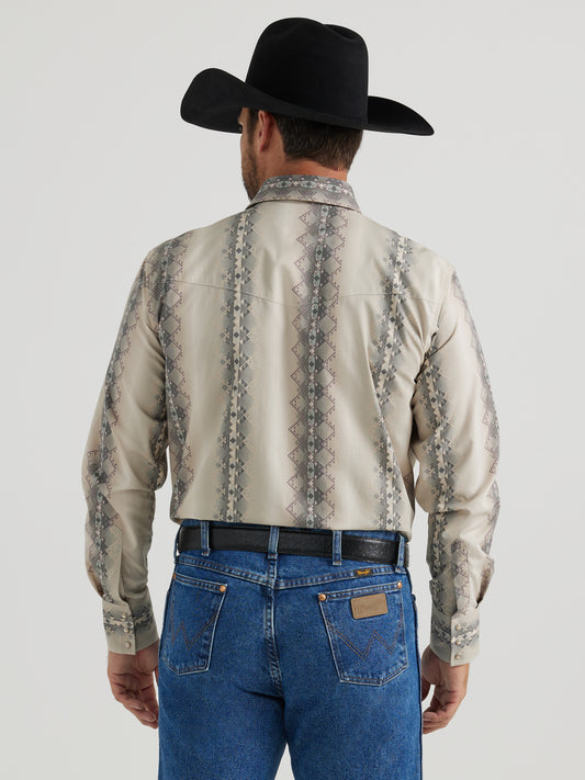Wrangler Checotah Long Sleeve Western Snap Printed Shirt