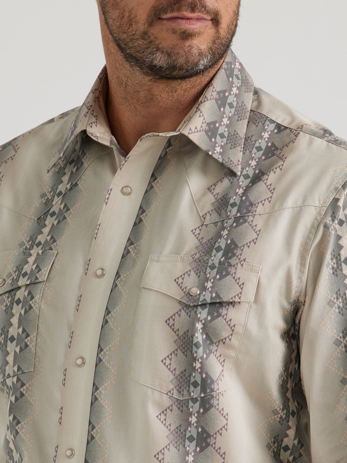 Wrangler Checotah Long Sleeve Western Snap Printed Shirt