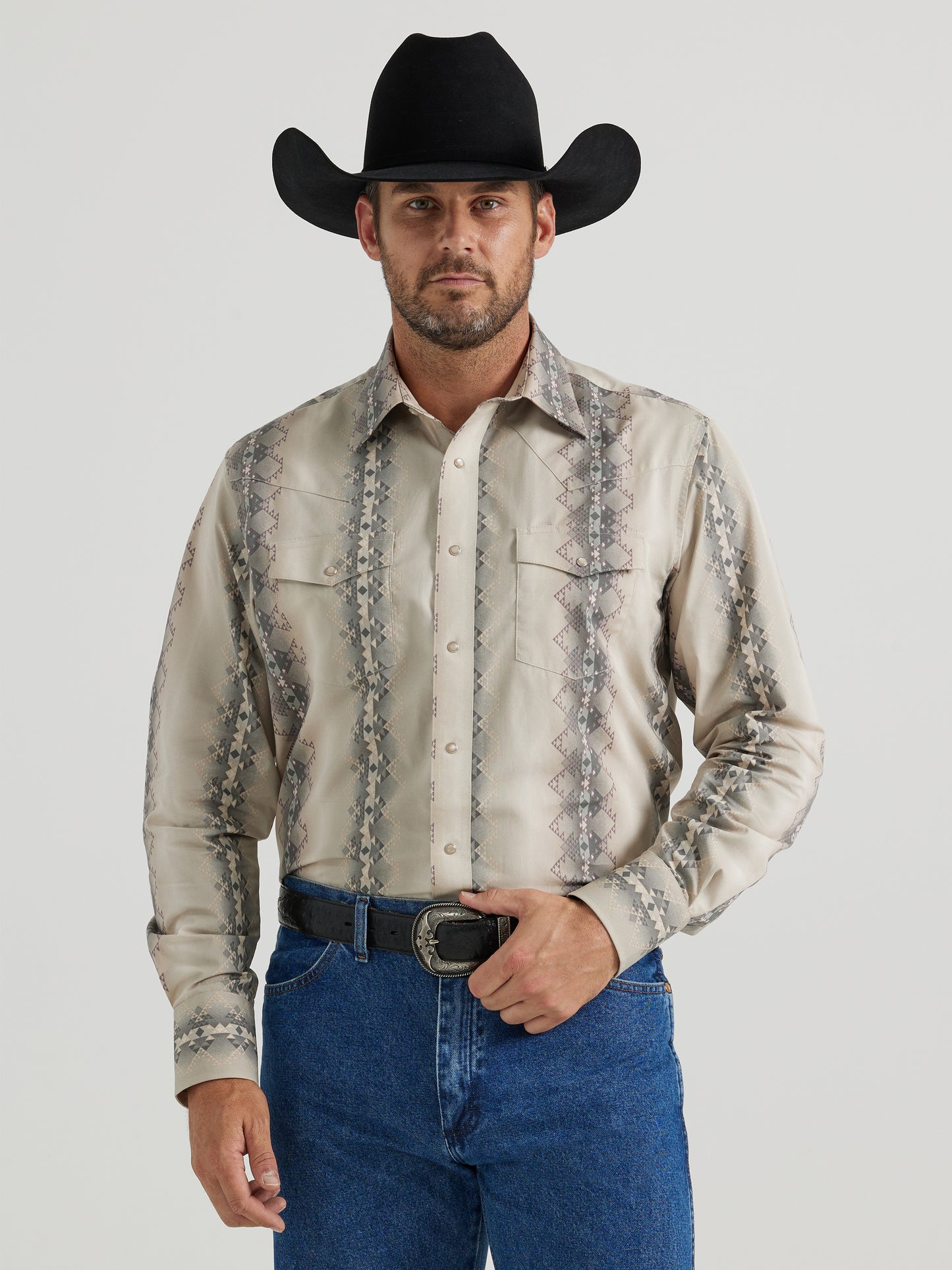 Wrangler Checotah Long Sleeve Western Snap Printed Shirt