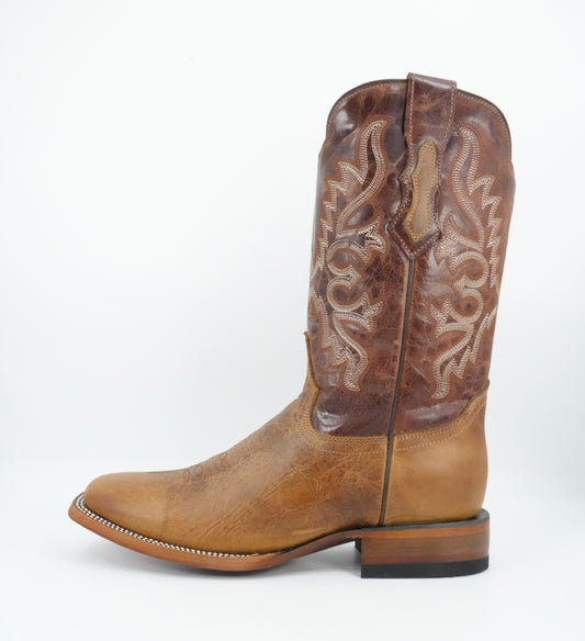 Quincy Men's Genuine Leather Honey Wide Square Toe Boot