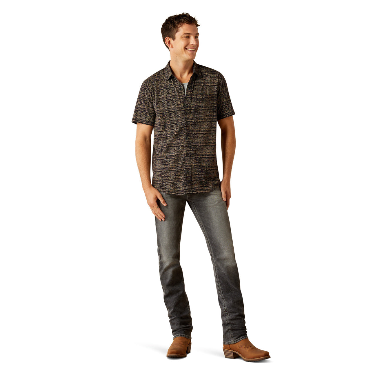 Ariat Men's Retro Button Down Short Sleeve Black Shirt