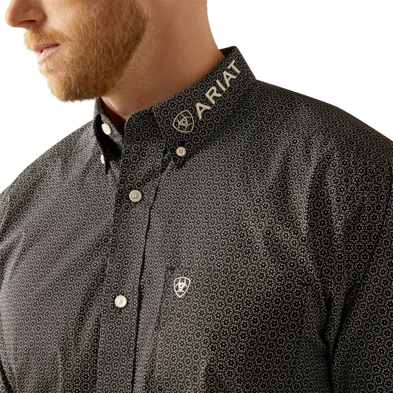 Ariat Men’s Team Fowler Long Sleeve Bottom Down Black/White Shirt