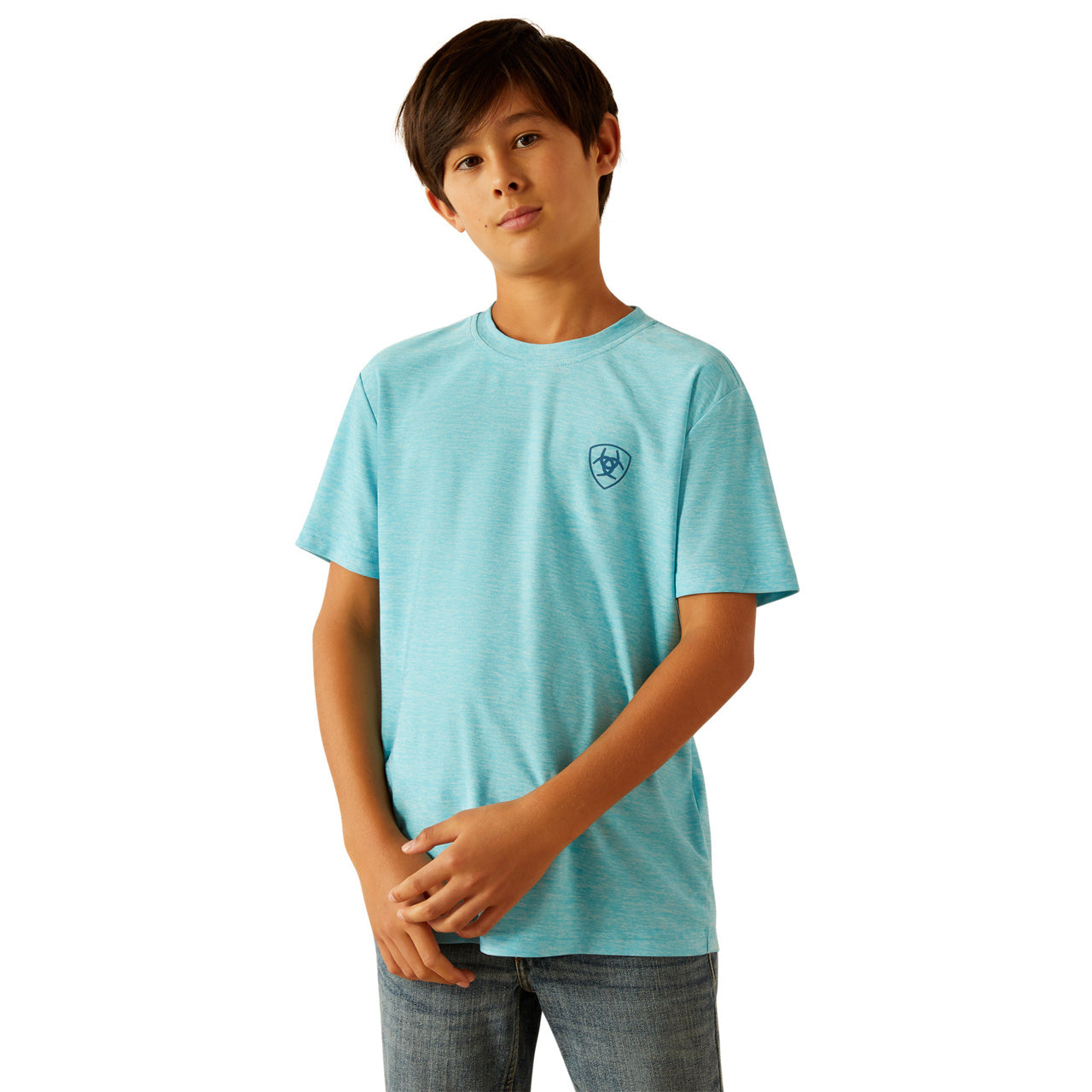 AriatTEK Boy's Diagonal Flag Charger Short Sleeve Blue Mist T-Shirt