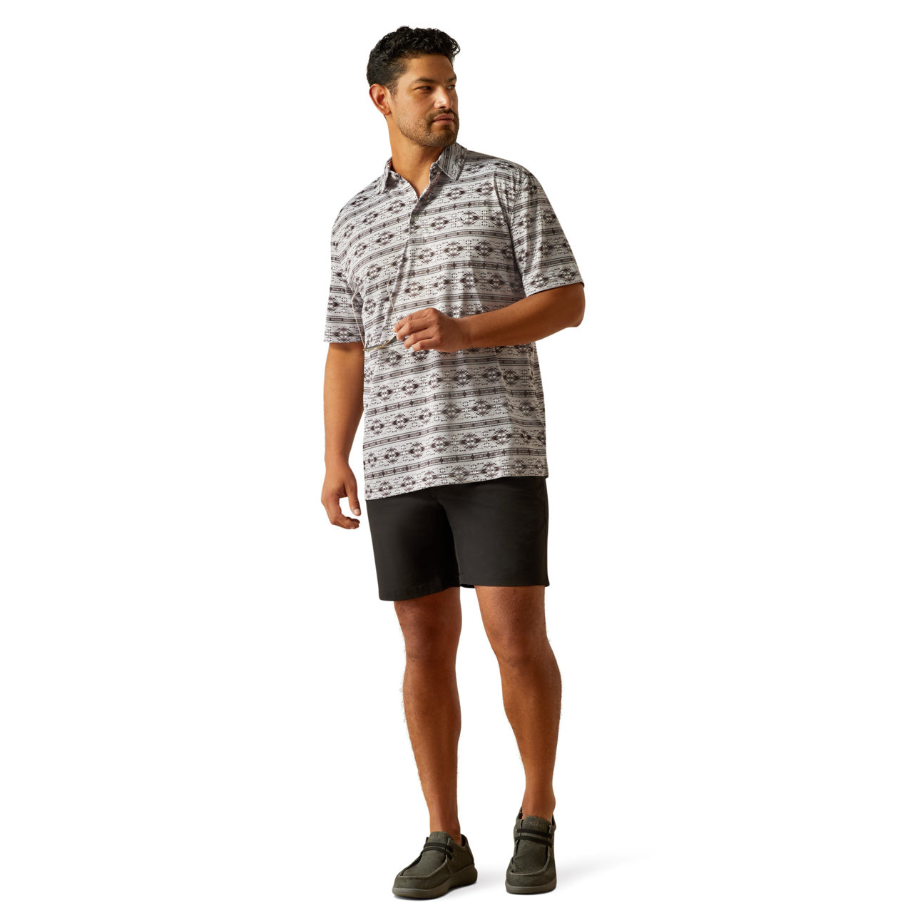 Ariat TEK Men's All Over Print Grey Polo Short Sleeve Shirt