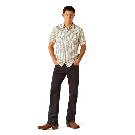 Ariat Men's Retro Button Down Holden Short Sleeve Off White Shirt