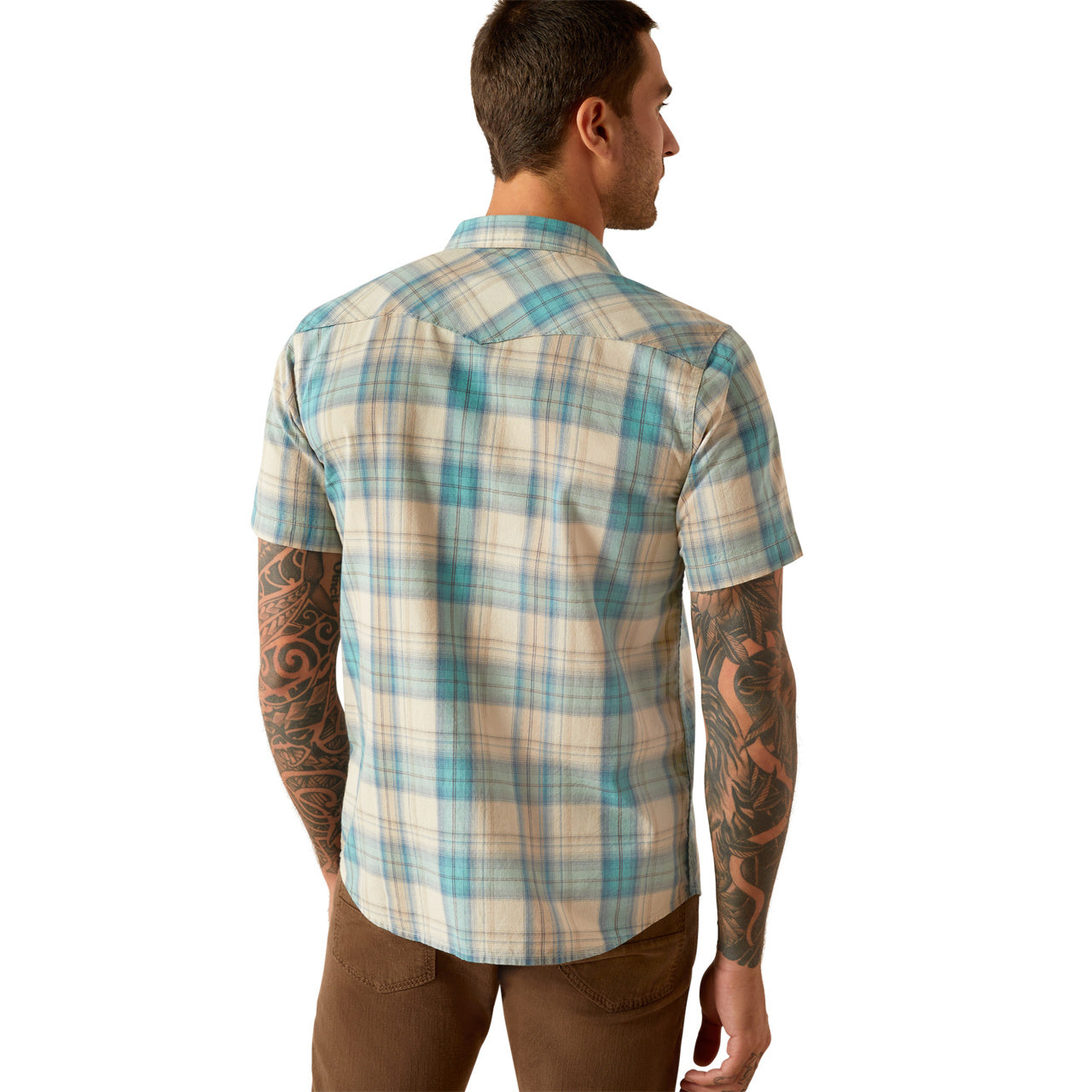Ariat Men's Retro Button Down Howland Short Sleeve Turquoise Shirt