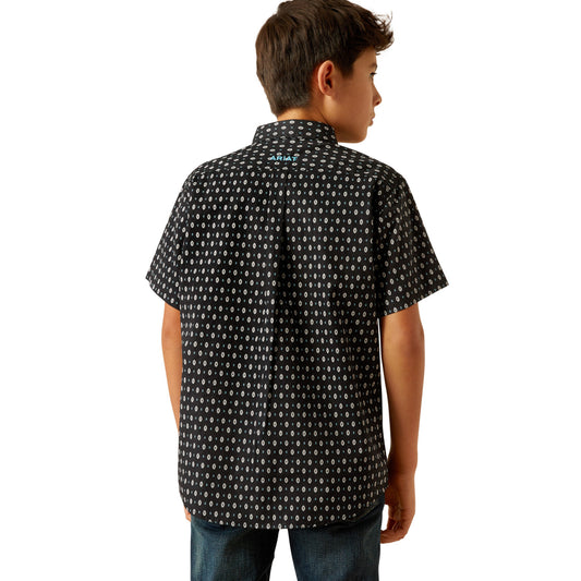 Boy's Ariat Steele Classic Fit Short Sleeve Black Shirt