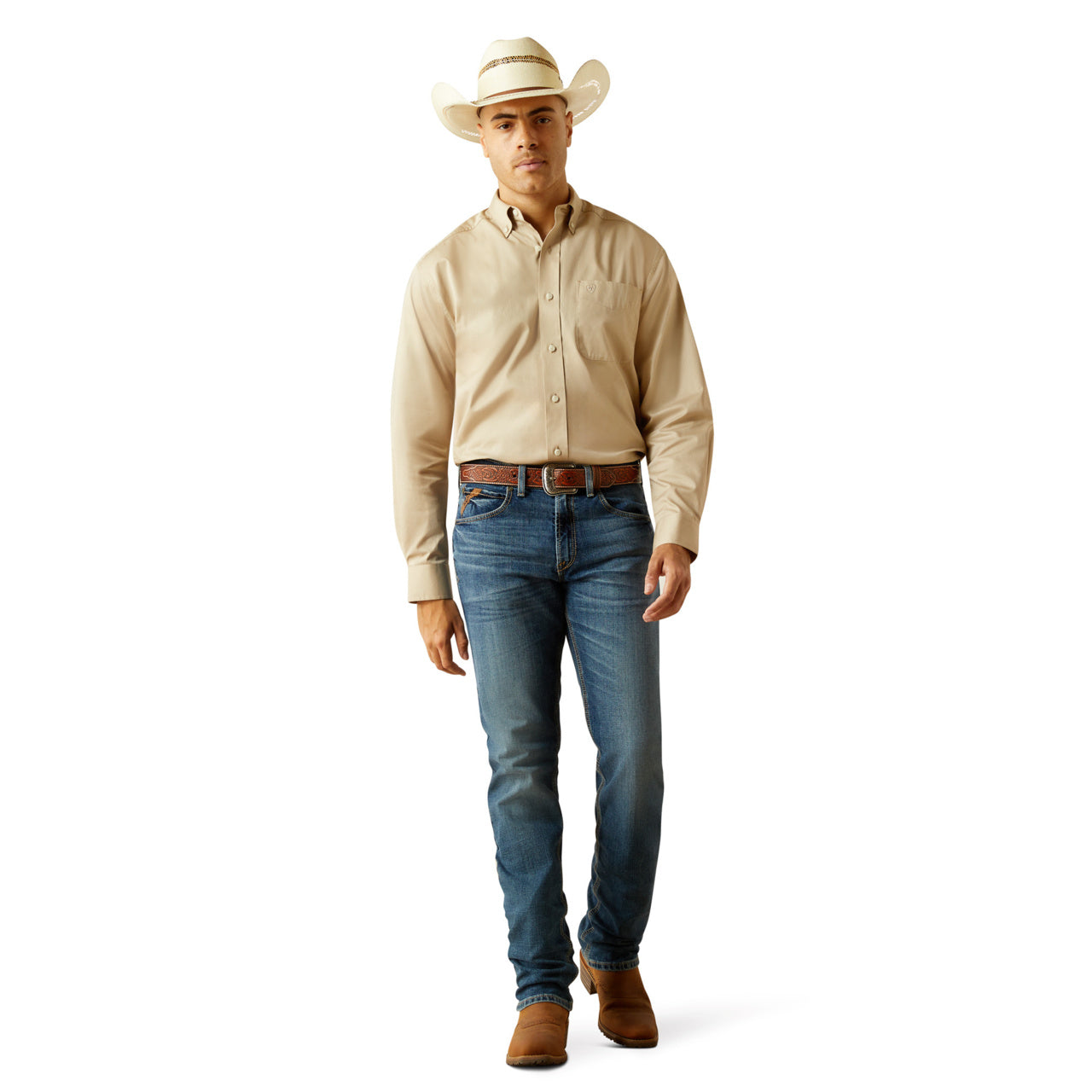 Ariat Men's Lightweight Solid Twill Long Sleeve Khaki Shirt