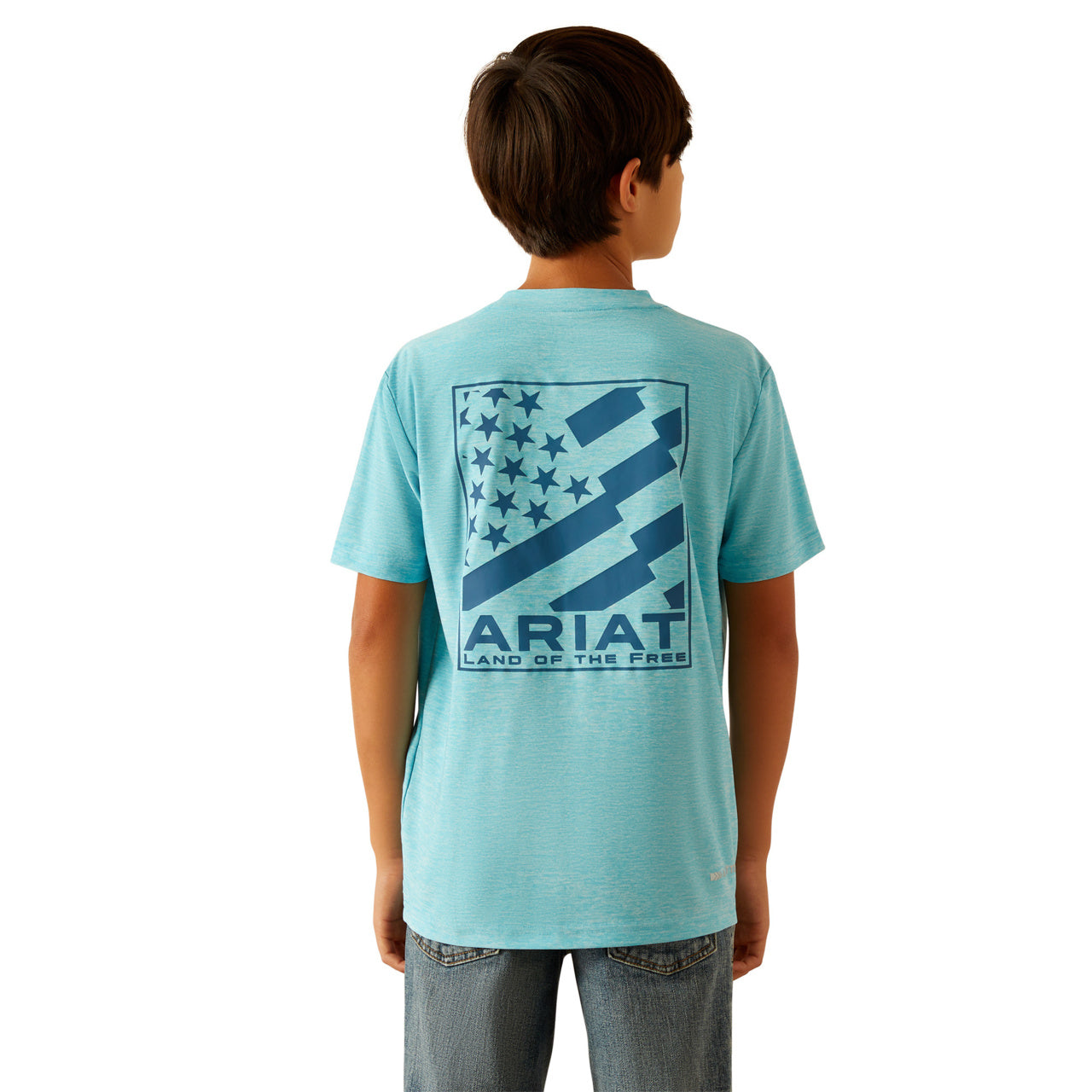 AriatTEK Boy's Diagonal Flag Charger Short Sleeve Blue Mist T-Shirt