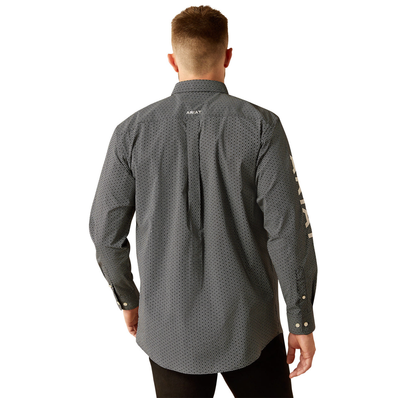 Ariat Men’s Team Fowler Long Sleeve Bottom Down Black/White Shirt