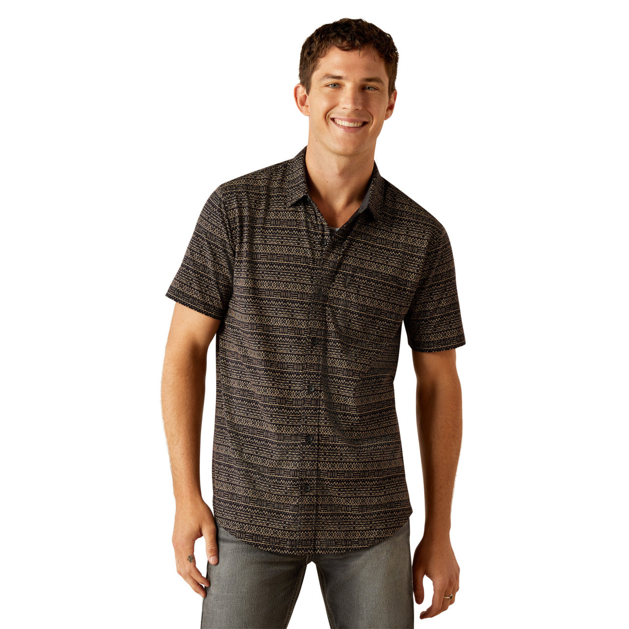 Ariat Men's Retro Button Down Short Sleeve Black Shirt