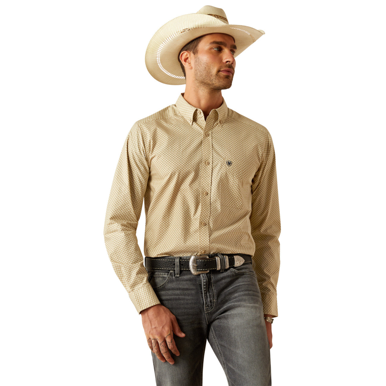Ariat Men’s Courtney FTD Long Sleeve Khaki Button Down Shirt