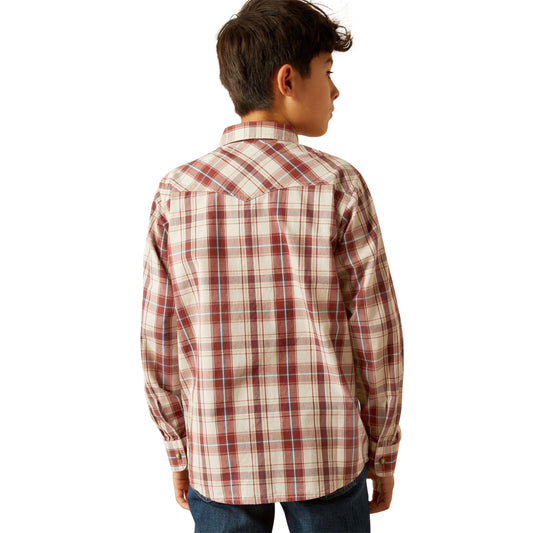 Ariat Boy's Hendricks Retro Snap Long Sleeve Off White Shirt
