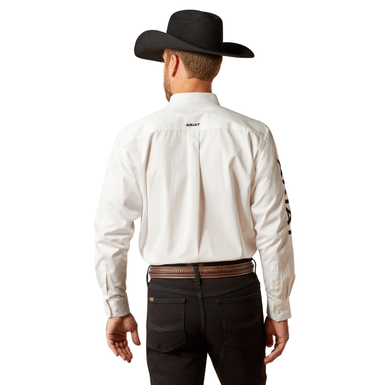 Ariat Men's Team Logo Twill Classic Fit Shirt White-Black