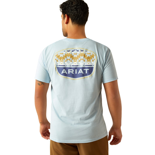 Ariat Men's Ogden Valley Badge Short Sleeve Light Blue T-Shirt