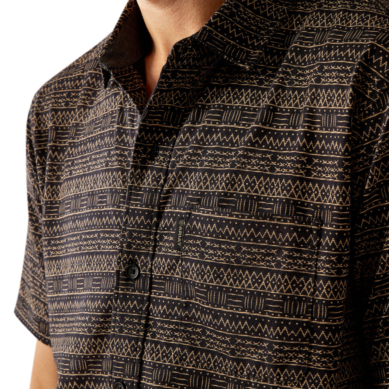 Ariat Men's Retro Button Down Short Sleeve Black Shirt