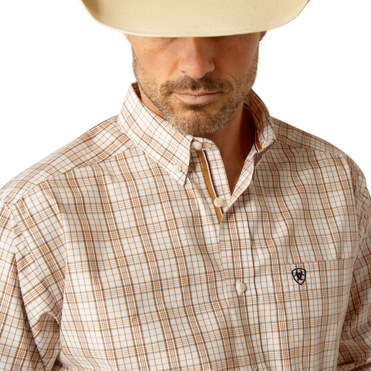 Ariat Men’s Pro Jase Long Sleeve Bottom Down Light Brown Shirt